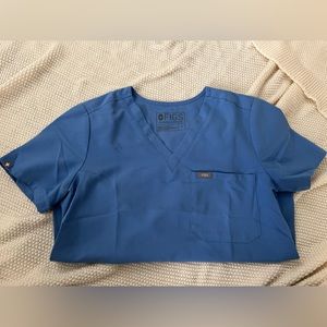 Figs Catarina One-Pocket Scrub Top - Ceil Blue -